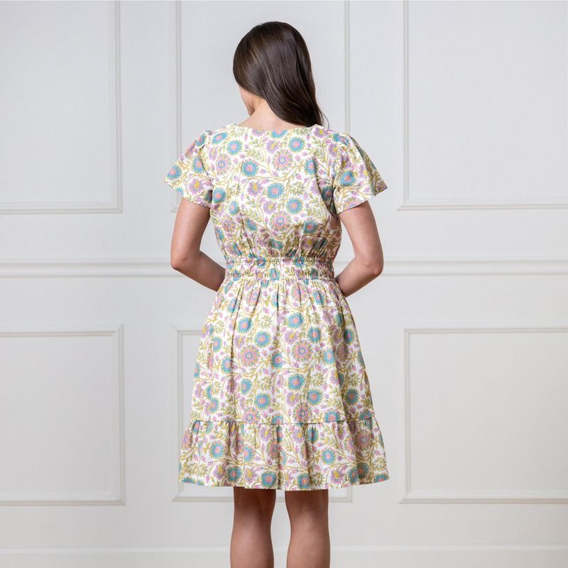 Hope & Henry Women's Organic Short Sleeve Split Neck Tiered Dress, 3 of 9