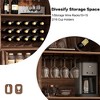 71" Farmhouse Arched Bar Cabinet with Wine Rack & Glass Holder, Tall Liquor and Coffee Station for Living and Dining Room - 3 of 4
