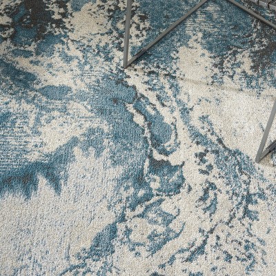 Ivory Abstract Ocean Ripple 5'x7' Easy-Care Synthetic Rug