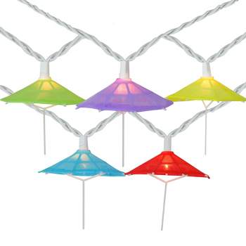 Northlight 10-Count Vibrantly Colored Umbrella Outdoor Patio String Light Set, 7.25ft White Wire