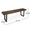 Christopher Knight Home Fresno Outdoor Acacia Wood and Iron Dining Bench - 3 of 4
