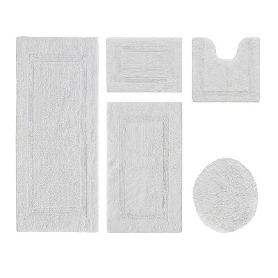 Lux Premium 100% Cotton Tufted Solid Reversible 5 PC Bath Rug Set – Ultra-Soft, Water-Absorbent, Durable, Machine Washable Bathroom Rug