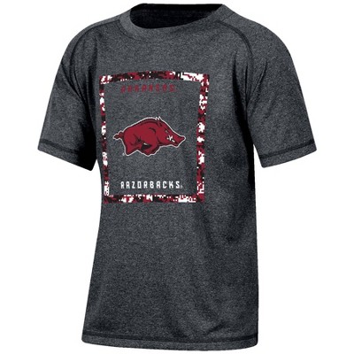 NCAA Arkansas Razorbacks Boys' Gray Poly Pixel T-Shirt