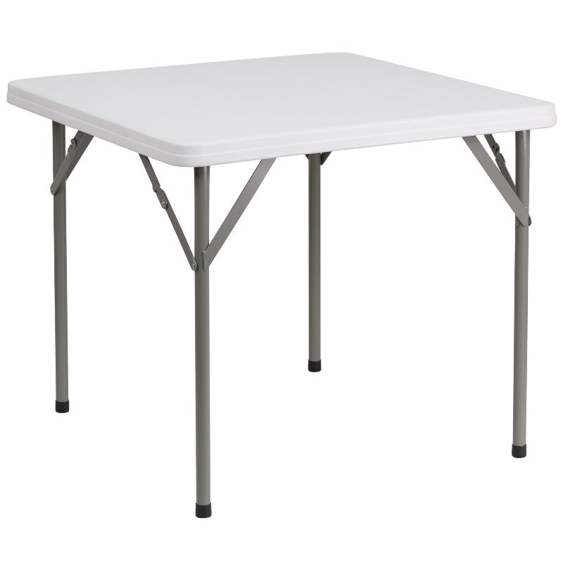 Emma and Oliver 2.85-Foot Square Granite White Plastic Folding Table - Event Folding Table, 1 of 8