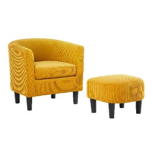 CAVINAS Modern Upholstered Accent Chair with Ottoman, Corduroy Single Sofa Chair, Comfy Armchair for Living Room, Bedroom & Office - 1 of 4