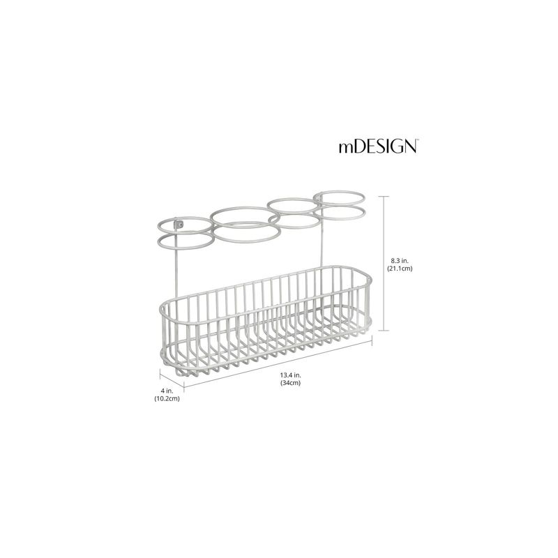 mDesign Metal Cabinet/Wall Mount Hair Care Styling Tool Storage Basket, 3 of 8
