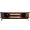 Homy Casa TV Stand with Rattan Drawers and Fluted Doors for Living Room, Walnut - 4 of 4