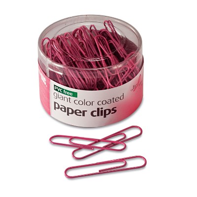 Officemate Paper Clips PVC-Free Plastic Coated Wire Jumbo Pink 80/Pack 08908