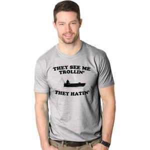 They See Me Trollin T Shirt Funny Fishing Shirts Fish Jokes Summer Camping - Crazy Dog Men's T Shirt - 1 of 4
