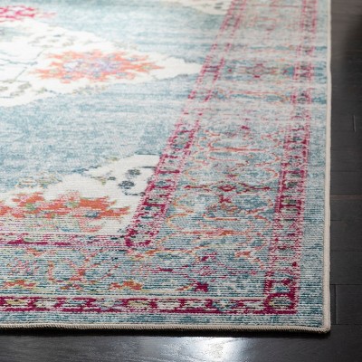 Elysian Cream & Turquoise 7' Square Oriental Synthetic Rug