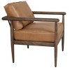 HomeRoots 28" Brown Genuine Leather and Solid Wood Arm Chair - 4 of 4