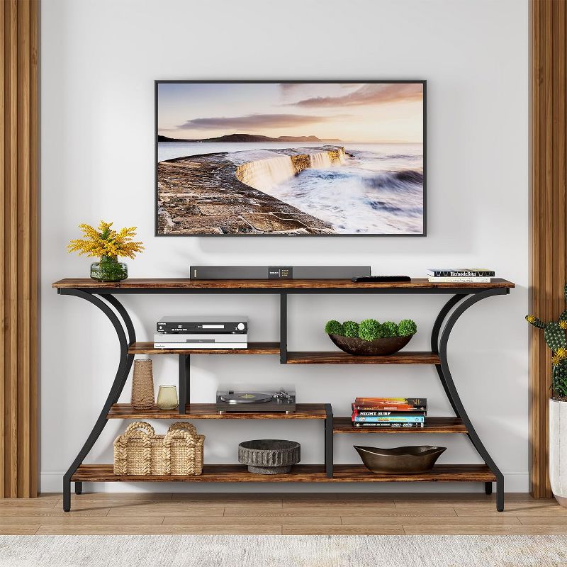 Tribesigns 70.9" Long Console Table, Narrow Sofa Table With Storage Shelves, 4 Tier Entryway Table Behind Couch for Hallway Foyer Living Room, 5 of 8