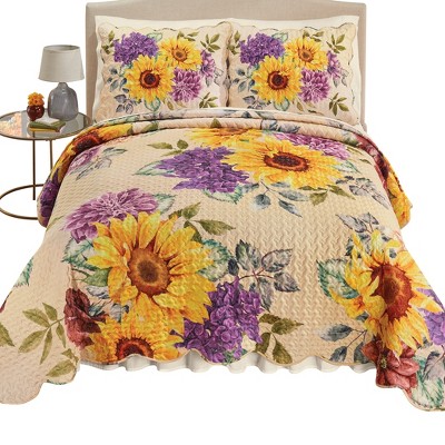 Collections Etc Sunflower Bouq Oversized Quilt
