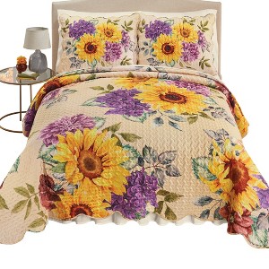 Collections Etc Sunflower Bouq Oversized Quilt - 1 of 3
