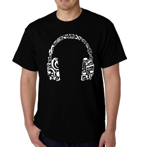 LA Pop Art Men's Word Art T-shirt - Music Note Headphones - 1 of 4