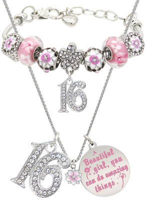Verymerrymakering 16th Birthday Bracelet & Necklace, Pink : Target