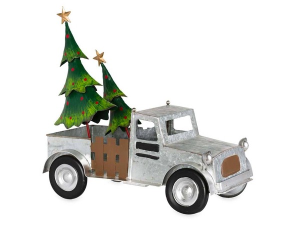 Vintage Metal Truck With Removable Christmas Trees, Galvanized - Plow & Hearth