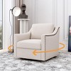 CAVINAS Swivel Accent Chair, Cotton Linen Fabric Living Room Chair with Metal Base, Reading Chair for Bedroom, Living Room, Office - 2 of 4