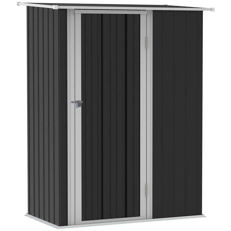 Outsunny 5' x 3' Metal Garden Storage Shed Tool house with Lockable Door for Backyard, Patio, Lawn, 1 of 8