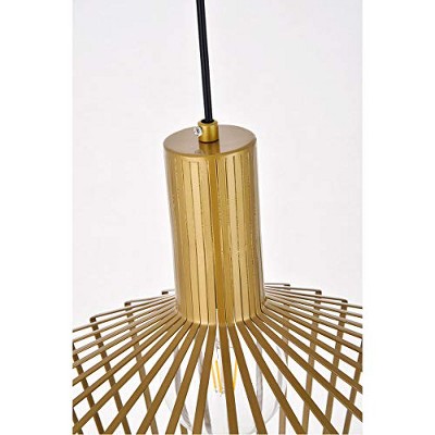 Elegant Brass Finish Iron Shade Pendant Light with Adjustable Chain