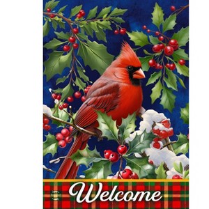Briarwood Lane Winter House Flag 40x28 For Outdoor Cardinal and Holly For Winter House Flag - 1 of 4