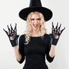 Skeleteen Faux Leather Claw Gloves - Black Lizard Skin Scary Leather Hand Glove Animal Claws for Women and Kids - 4 of 4
