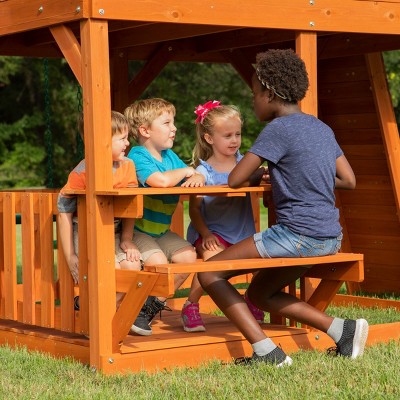 Skyfort II Cedar Wood Swing Set with Slide and Swings
