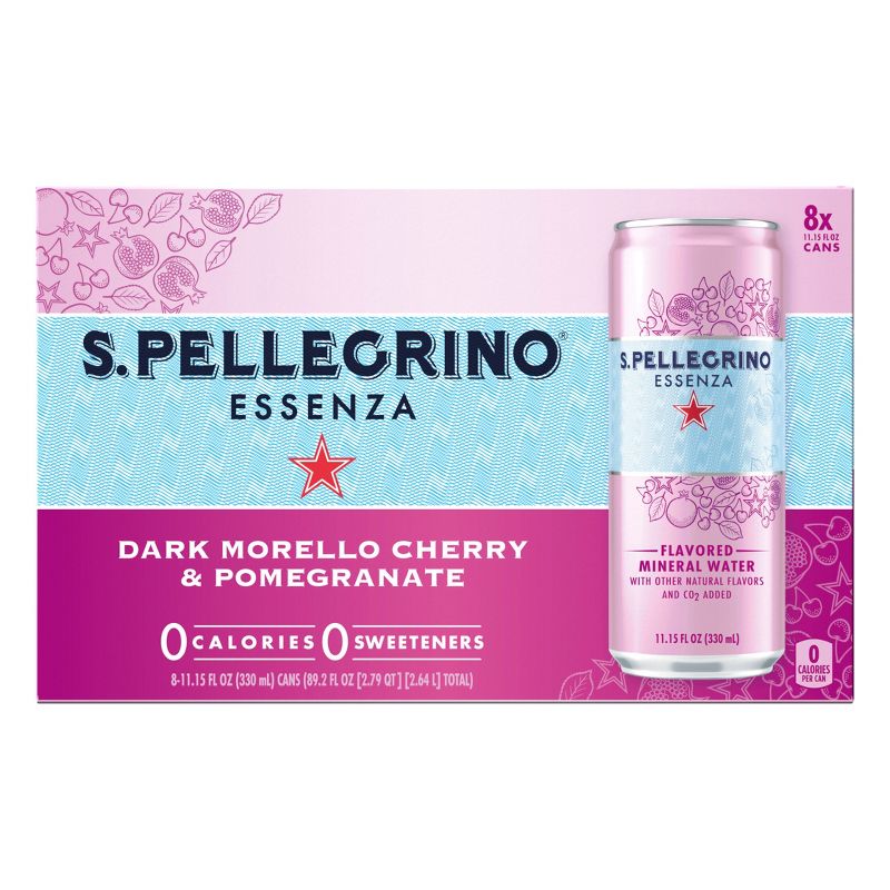 S.Pellegrino Essenza Dark Morello Cherry &#38; Pomegranate Flavored Mineral Water - 8pk/11.15 fl oz Cans, 1 of 10