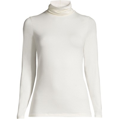 Ivory Lightweight Cotton Blend Long Sleeve Turtleneck