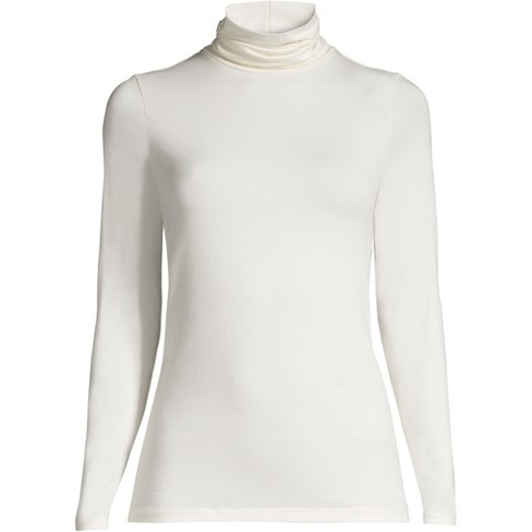 Lands' End Women's Petite Lightweight Fitted Long Sleeve Turtleneck -  X-small - Ivory : Target