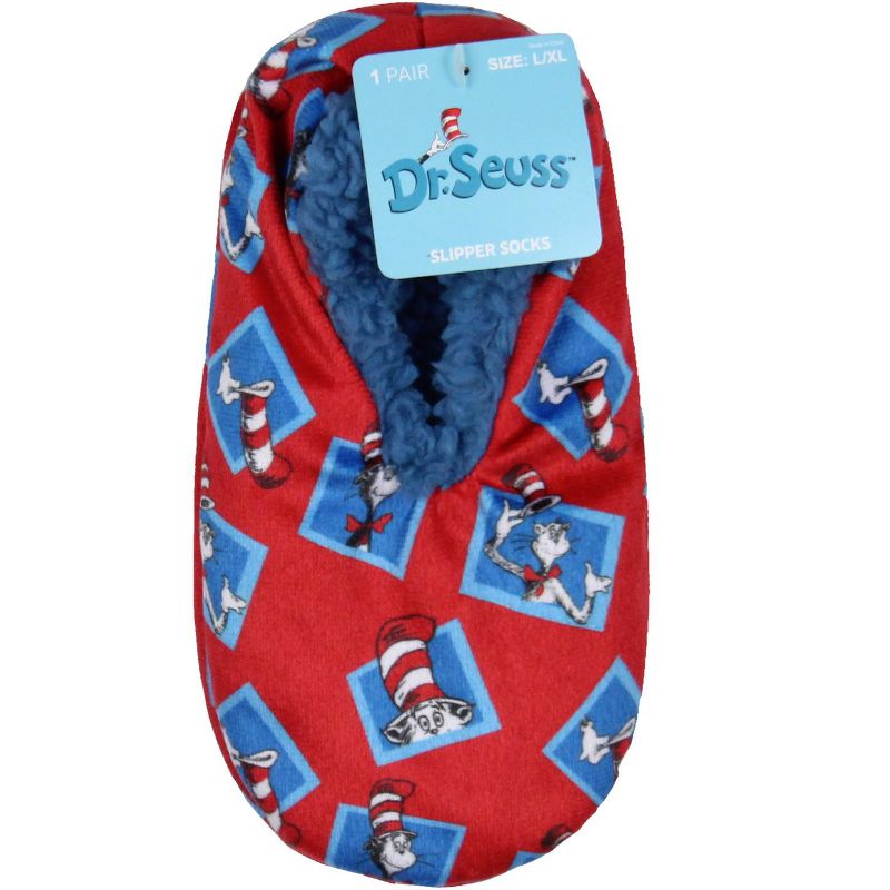 Dr. Seuss Kids Cat in The Hat Slipper Socks No-Slip Sole For Boys or Girls, 3 of 4