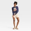 Women's Teddy Bear Flag Graphic Sweater - Navy - 3 of 3