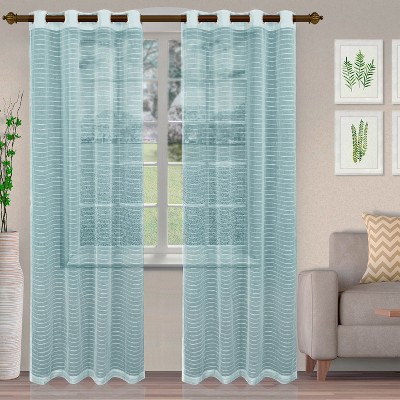 Bohemian Rustic Striped Light Filtering Sheer Curtains, Set of 2 by Blue Nile Mills