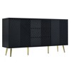 Modern Cabinet with Geometric Design, Metal Legs, & Central Drawers - For Home Offices, Entries, & Living Rooms - 3 of 4