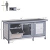 SKYONE Gray Wooden Rabbit Hutch with Asphalt Roof, 2-Room Design, Slide-Out Trays, Feeding Trough - 2 of 4