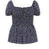 CITY CHIC | Azure Shirred Print Top - navy | 18W - 4 of 4
