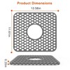 NewHome "2Pcs Silicone Grid Sink Mat with Drain Hole, Non-Slip Sink Protector for Kitchen, 11.61x13.58 Inch, Dishwasher Safe" Grey Size S - 2 of 4
