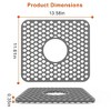 NewHome "2Pcs Silicone Grid Sink Mat with Drain Hole, Non-Slip Sink Protector for Kitchen, 11.61x13.58 Inch, Dishwasher Safe" Grey - image 2 of 4