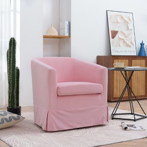 27.36" Modern Swivel Chairs with Elastic Sponge Backrest Seat Cushion Solid Wood Frame Upholstery Sofa Chairs for Bedroom Living Room Pink - 1 of 4