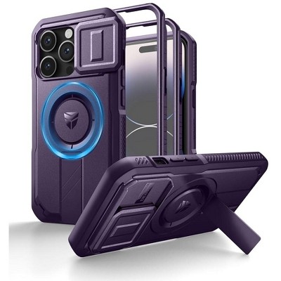 Dexnor for iPhone 14 Pro Case with Slide Camera Cover & Adjustable Kickstand & Built-in Screen Protector, Magnetic Shockproof Cases