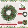 26 Inch Real Pine Wreath for Front Door Indoor Outdoor Christmas Decor Large Artificial Cedar Green Wreath Winter Holiday - 2 of 4