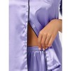 cheibear Women's Silky Satin Button Down Shirt with Shorts Sleepwear Pajama Sets - 4 of 4