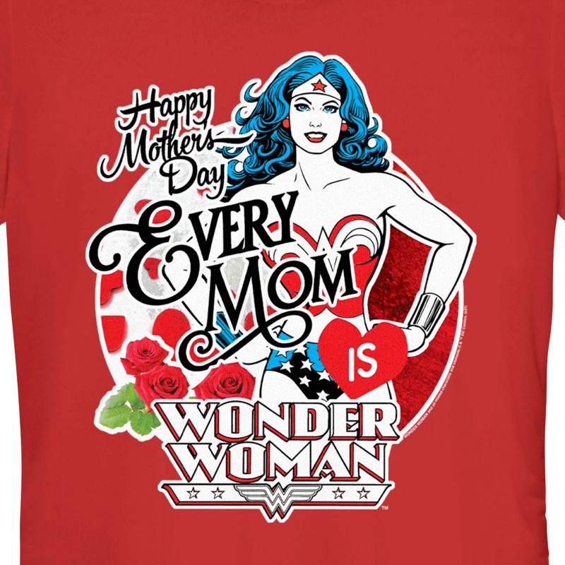 Juniors Womens Wonder Woman Every Mom is Wonder Woman T-Shirt, 2 of 5