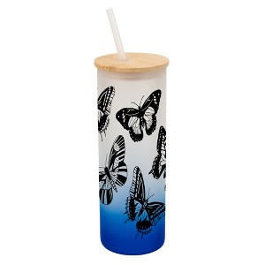 Elanze Designs Large Monarch Butterfly Insect Bug Wrap-Around Design 25 Ounce Frosted Gradient Glass On-The-Go Coffee Travel Skinny Tumbler Mug Cup, - 1 of 1