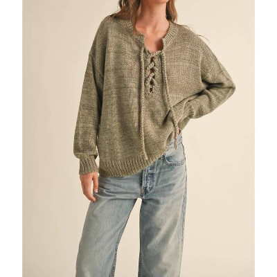 Women's Lucy Lace Up Sweater - MIOU MUSE