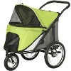 ORRD 3-Wheel Dog Stroller One-Hand Fold, Jogging Pet Stroller with Large Rubber Wheels, Yellowish Green for Small Medium Dogs up to 44lbs - 3 of 4