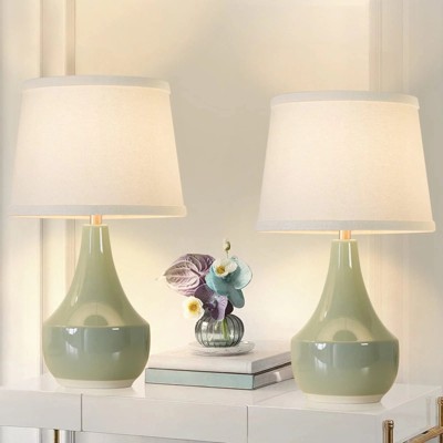 GTCLIGHTING Table Lamp Set of 2, 18.63" Ceramic Classic Beside Lamps for Living Room, Bedroom & Office - Rocker Switch