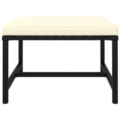 vidaXL Black Poly Rattan Sectional Footrest with Cream White Cushions - Versatile Outdoor Furniture - Steel Frame - Weather-Resistant Material