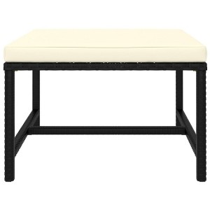 vidaXL Black Poly Rattan Sectional Footrest with Cream White Cushions - Versatile Outdoor Furniture - Steel Frame - Weather-Resistant Material - 1 of 4