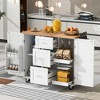 Whisen Modern Kitchen Island on Wheels with Spice Rack,Tower Rack,Drawers and Shelf - 3 of 4